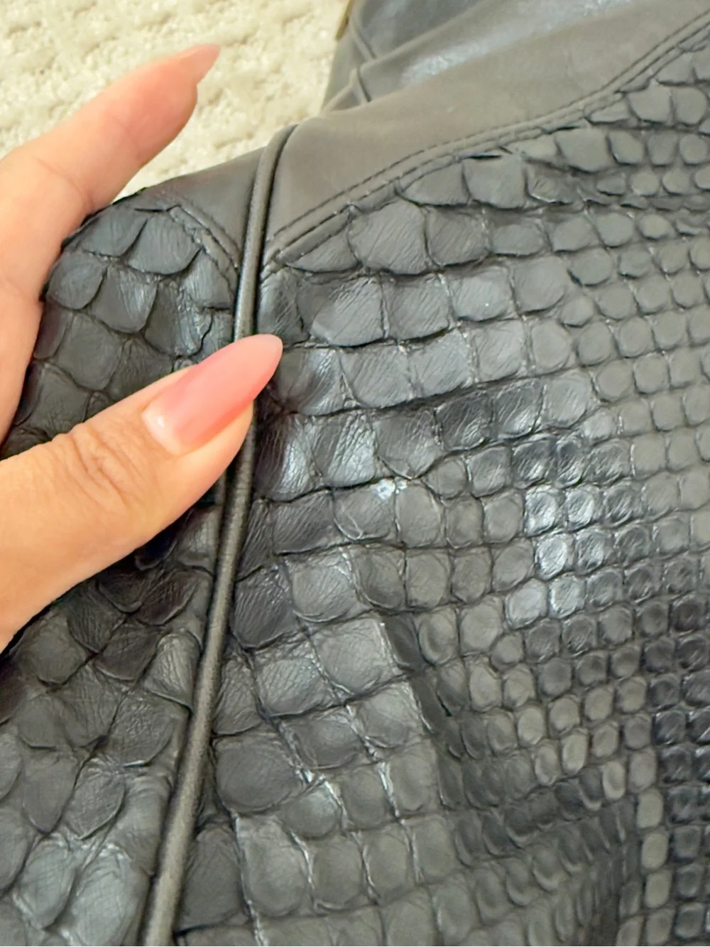Vintage Comtesse Black Genuine Leather with Genuine Snakeskin Hobo Bag #hobo